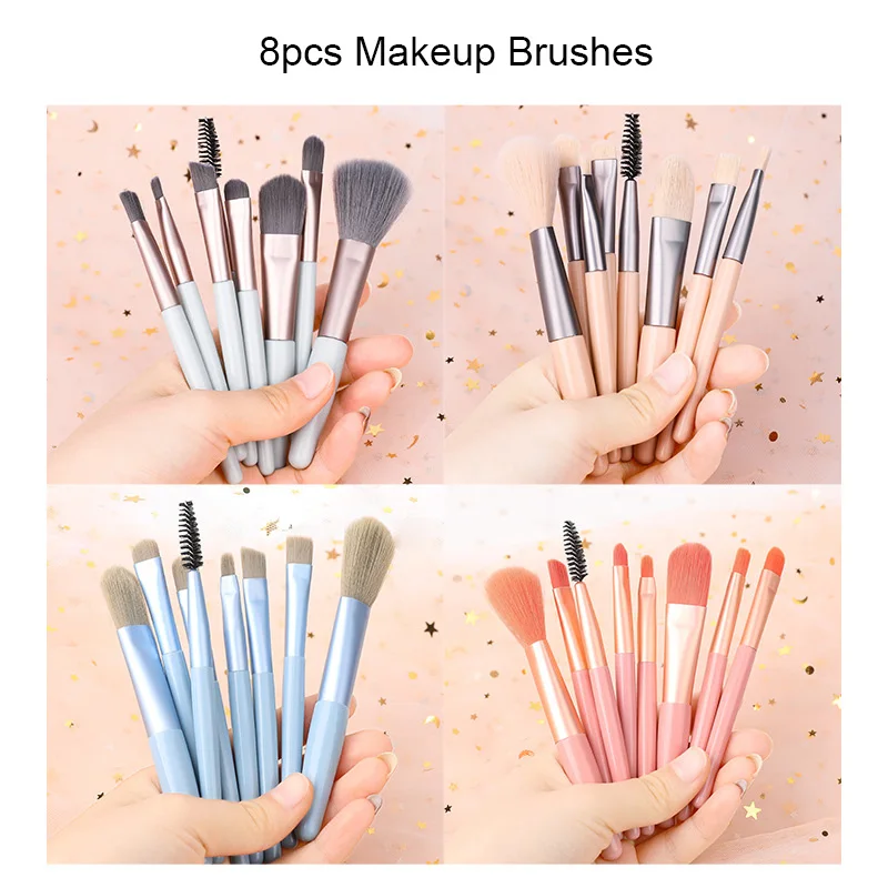 

8pcs Makeup Brushes Tool Set Blush Concealer Foundation Eyeshadow Beauty Lip Make Up Brush Mini Travel Portable Cosmetics Tools