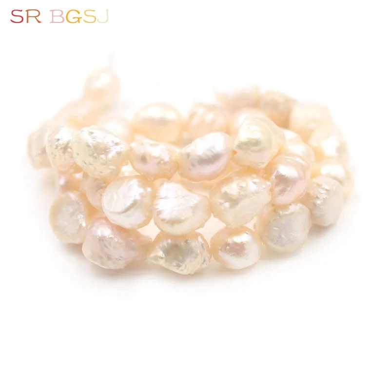 7-8mm White Pink Natural Nearly Round Reborn Keshi Edison Freshwater Pearl Beads Strand, 15-Inch image 5