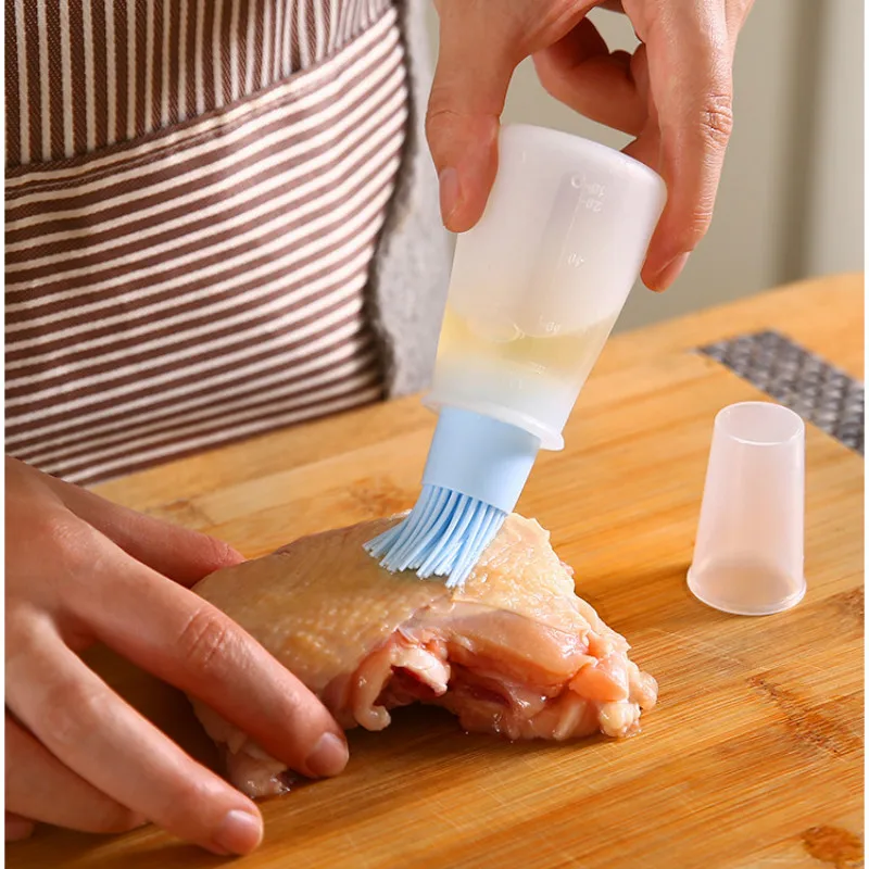 

Baking oil brush Silicone Oil Bottle with Cap Barbecue Brush with Scale Sauce Butter Brush Kitchen cooking accessory