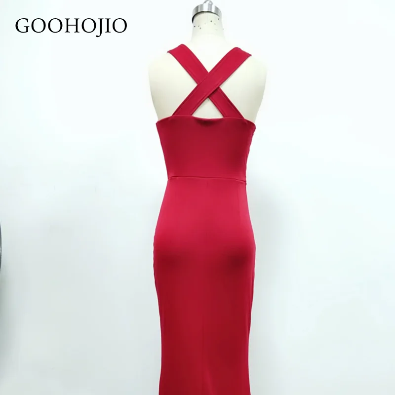 

GOOHOJIO 2021 Spring Autumn New Temperament Party Dresses Women Fashionable Dress for Ladies Backless Fashion Chic Women Dress