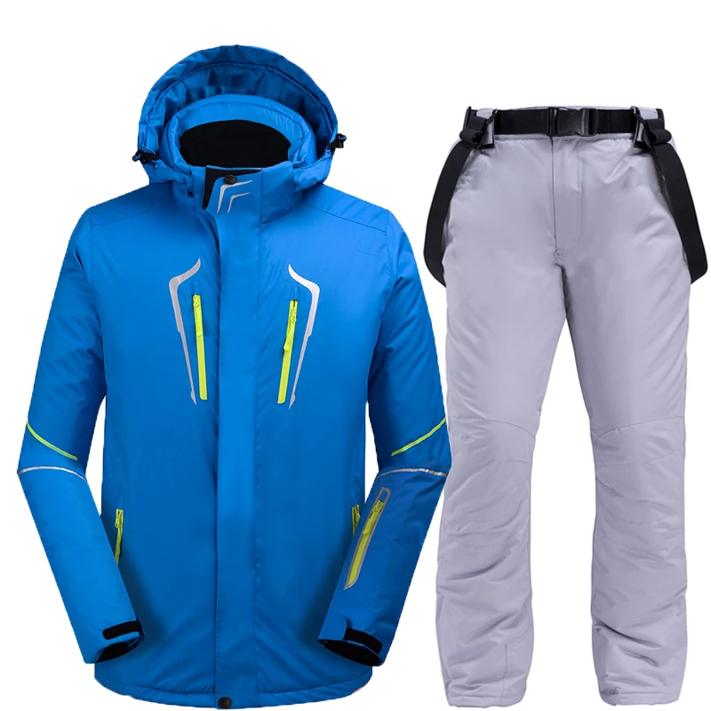 Брендовый лыжный костюм для мужчин зимний комплект одежды толстая