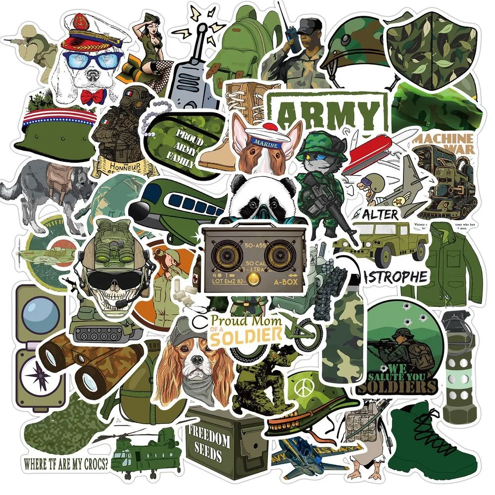Pegatina de Graffiti militar del ej&eacute;rcito, pegatinas de coche y calcoman&iacute;as DIY para ordenador port&aacute;til, Skateboard, funda de tel&eacute;fono, juguetes de Motor, 50/100 Uds.-3