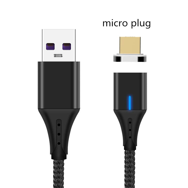 Магнитный кабель 5A Supercharge Micro usb type C, зарядный провод для huawei P30 P20 mate 20 Pro, линия быстрой зарядки для iPhone XS MAX - Цвет: Black Micro USB
