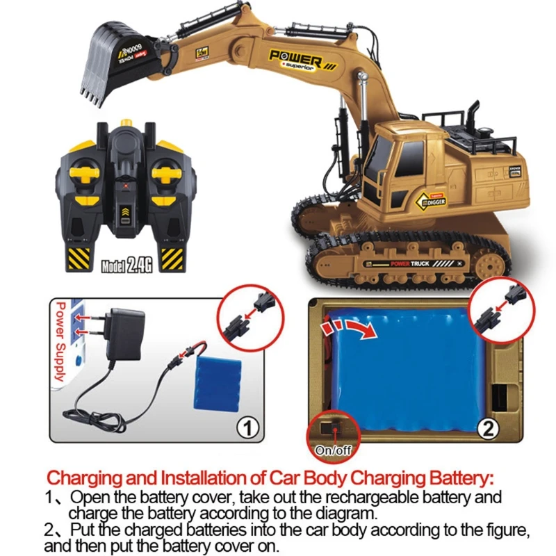 

Модель грузовика с дистанционным управлением для хобби, экскаватор с имитацией звука, детский строительный автомобиль 1:18, игрушечный больш...