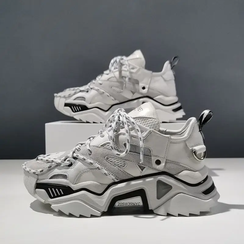 Кроссовки из натуральной кожи светоотражающие дышащие ручной работы | Обувь