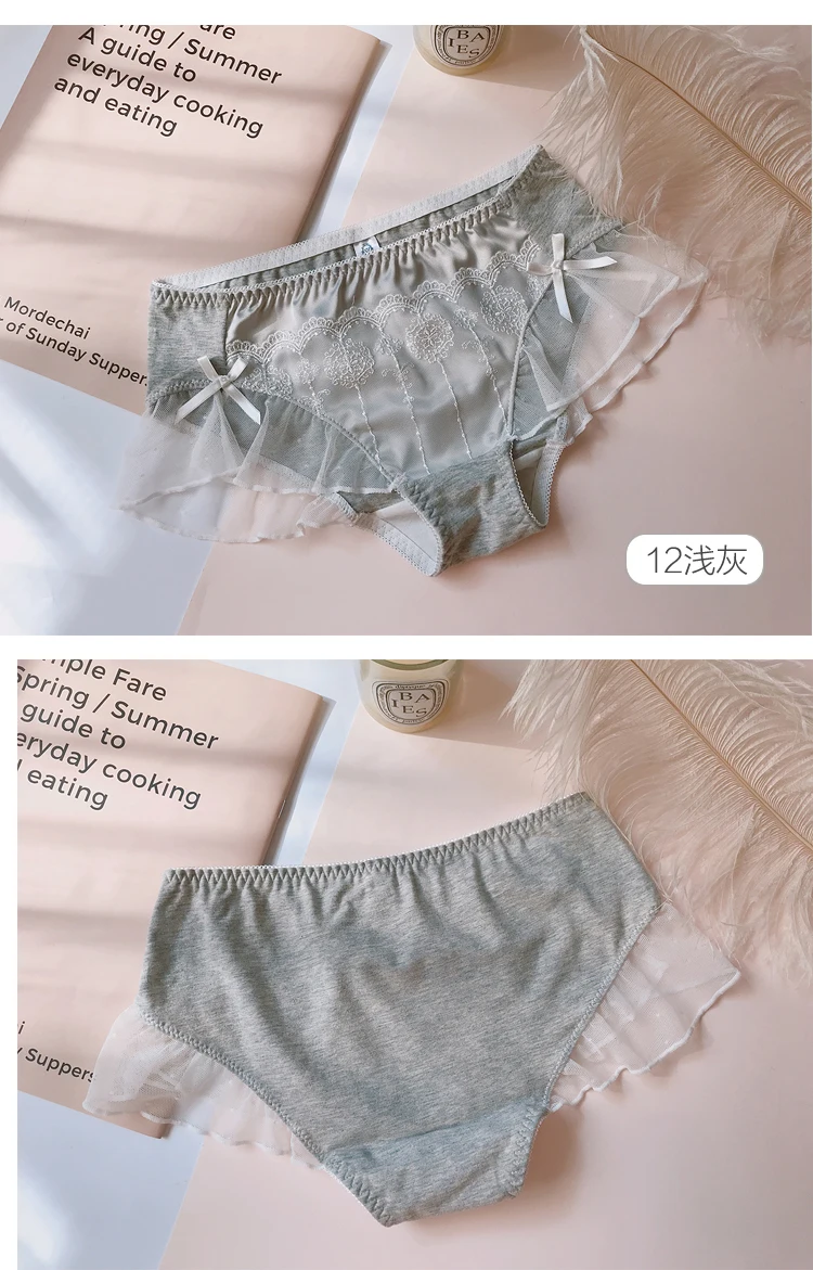 3 шт., японские милые Лолиты для девочек, Kawaii Nets, пряжа с бантом, кружевные трусы принцессы с рюшами, Трусы средней длины, маленькое сказочное нижнее белье, трусы