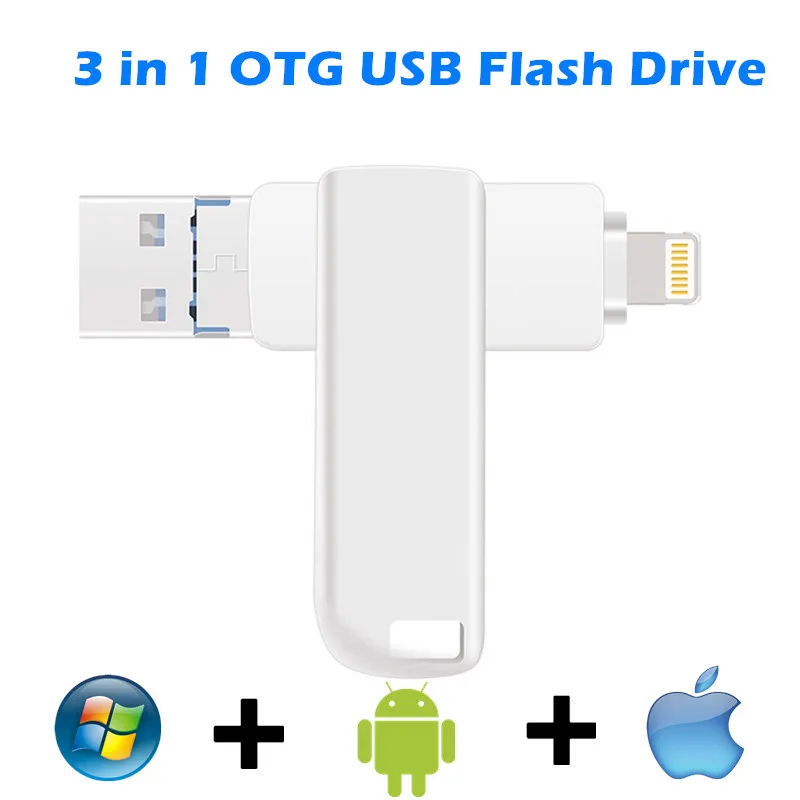 

Metal Pendrive USB 3.0 16GB 32GB 64GB 128GB OTG USB Flash Drive for iphone12/11/X/9/8/7/6/5S U disk for lightning/Andriod/PC
