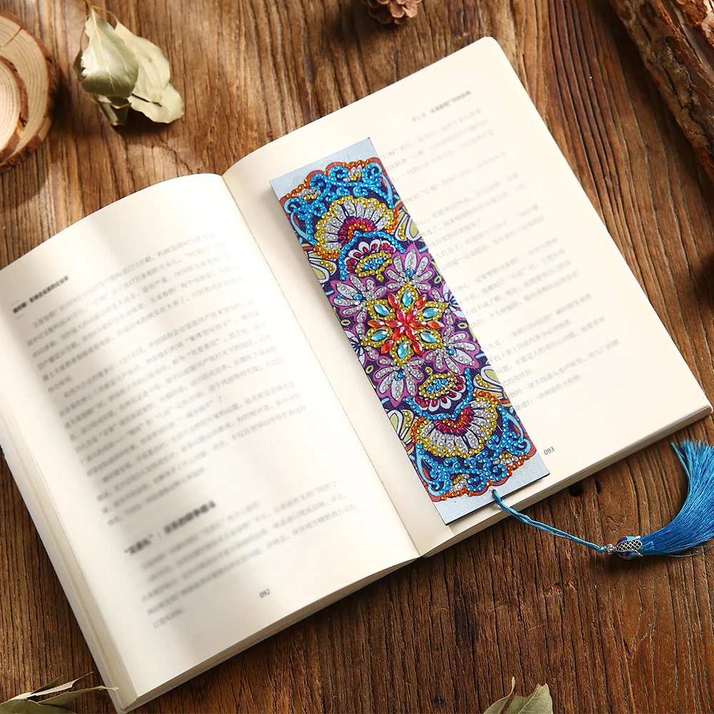 2019 New 5D DIY Diamond Painting Leather Bookmark Tassel Bookmarks Special Shaped Embroidery Craft | Канцтовары для офиса и