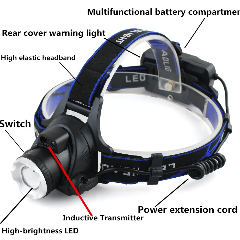 Светодиодный налобный фонарь XML L2 водонепроницаемый масштабируемый 3 режима