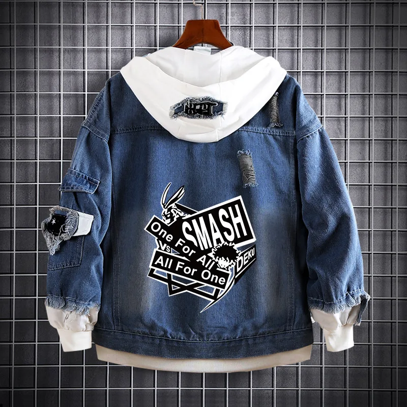 

Anime My Hero Academia Jeans Bakugou Todoroki Shoto Cosplay Denim Jacket Blue Autumn Hooded Outwear