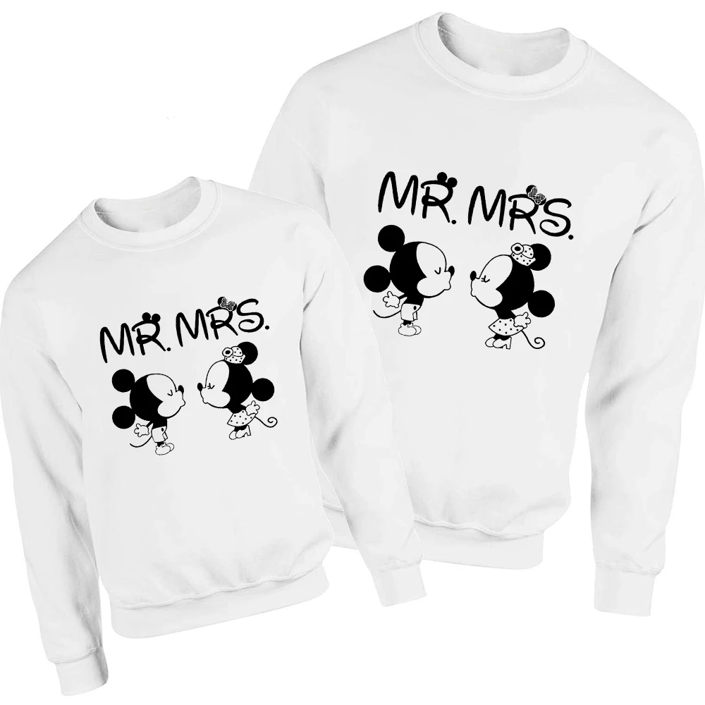 

Disney Mickey Minnie Mr Mrs Print Sweatshirt Minimalist Mom and Daughter Pullover Hot Selling Family Look Casual Hoodies