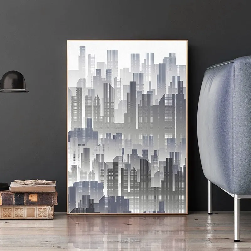 

3 Pieces Geometric Building Nordic Poster Canvas Painting Modern Landscape Art Print Wall Pictures for Living Room Home Decor