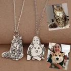 Индивидуальный портрет вашего питомца ожерелье с фото подарок кошка ожерелье Персонализированная нержавеющая сталь гравировка имени память для женщин ювелирные изделия
