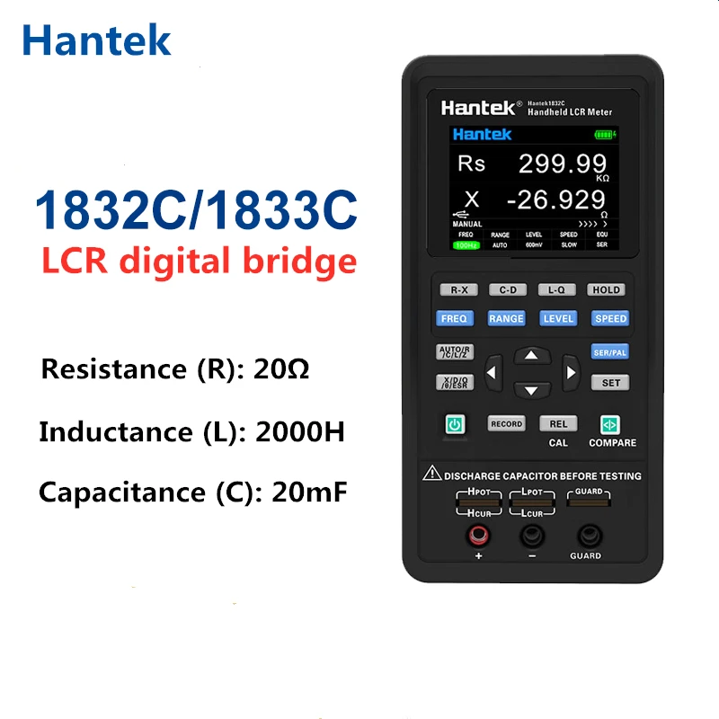 Hantek цифровой Ручной Измеритель иммитанса 1832C /1833C Портативный мост LCR
