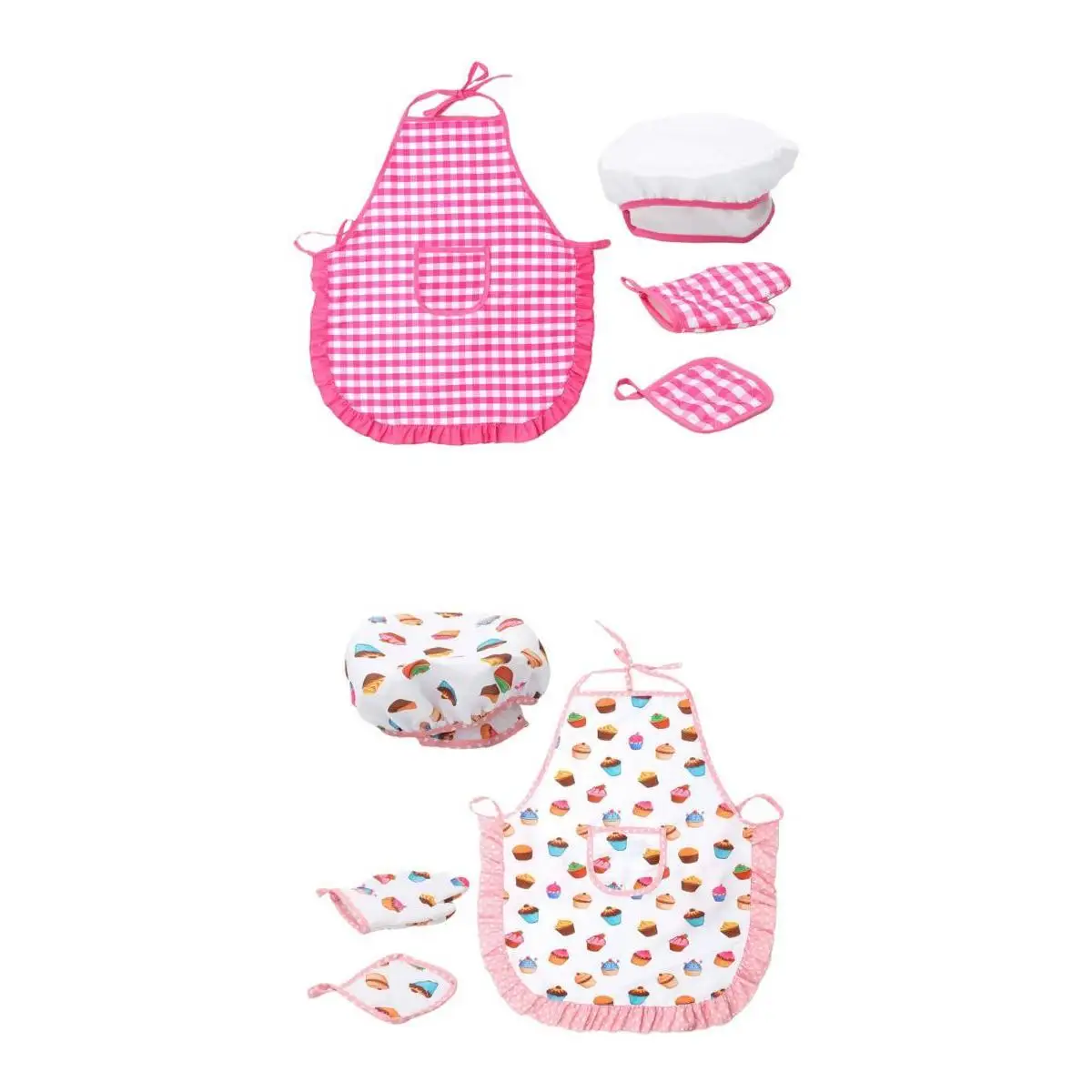 

2 Sets Apron and Chef Hat for Kids Cooking, Kitchen Career Day Costumes for Toddler, Gift for Children Pretend Play
