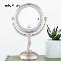 3 color led lighted double 8 inch 2 sided 10x magnifying makeup vanity mirror brightness adjustable touch screen make mirror