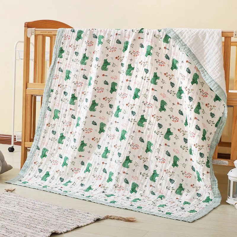 

110X115CM Baby Bath Blanket 6 Layers Muslin Soft Cotton Infant Sleeping Cover Newborn Swaddle Shower Towel Kid Bathroom Supplies
