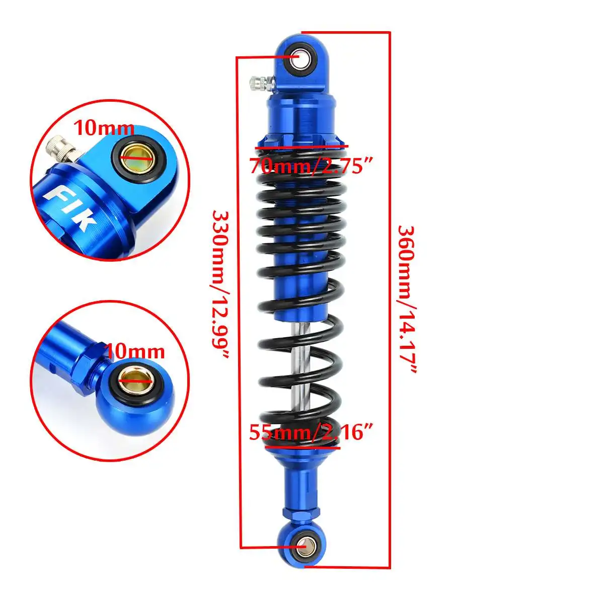 

330mm/12.99" Universal Motorcycle Air Shock Absorber Rear Suspension For Yamaha Motor Scooter ATV Quad Dirt Bike 110cc-140cc