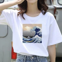 women t shirt vintage style fashion ocean wave theme print funny summer t shirt women princess short t shirt