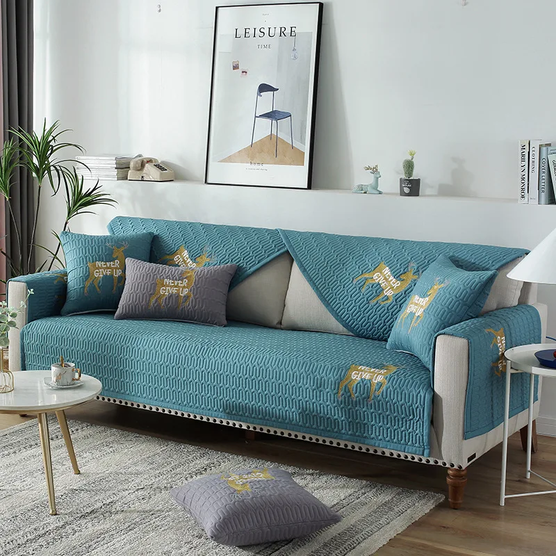 Modern Thick Plush Slipcover Grid Sofa Cover Towel Elegant Anti-skid Seat Couch Luxury Decor for Home Parlour Living Room | Дом и сад
