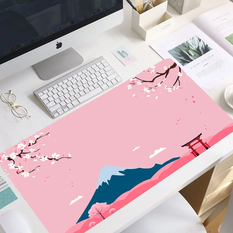 

Mousepad Custom MousePads Mouse Mat Keyboard Pad Japanese Pink Cherry Blossom Style Carpet Office Soft Anti-slip Gamer Table Mat