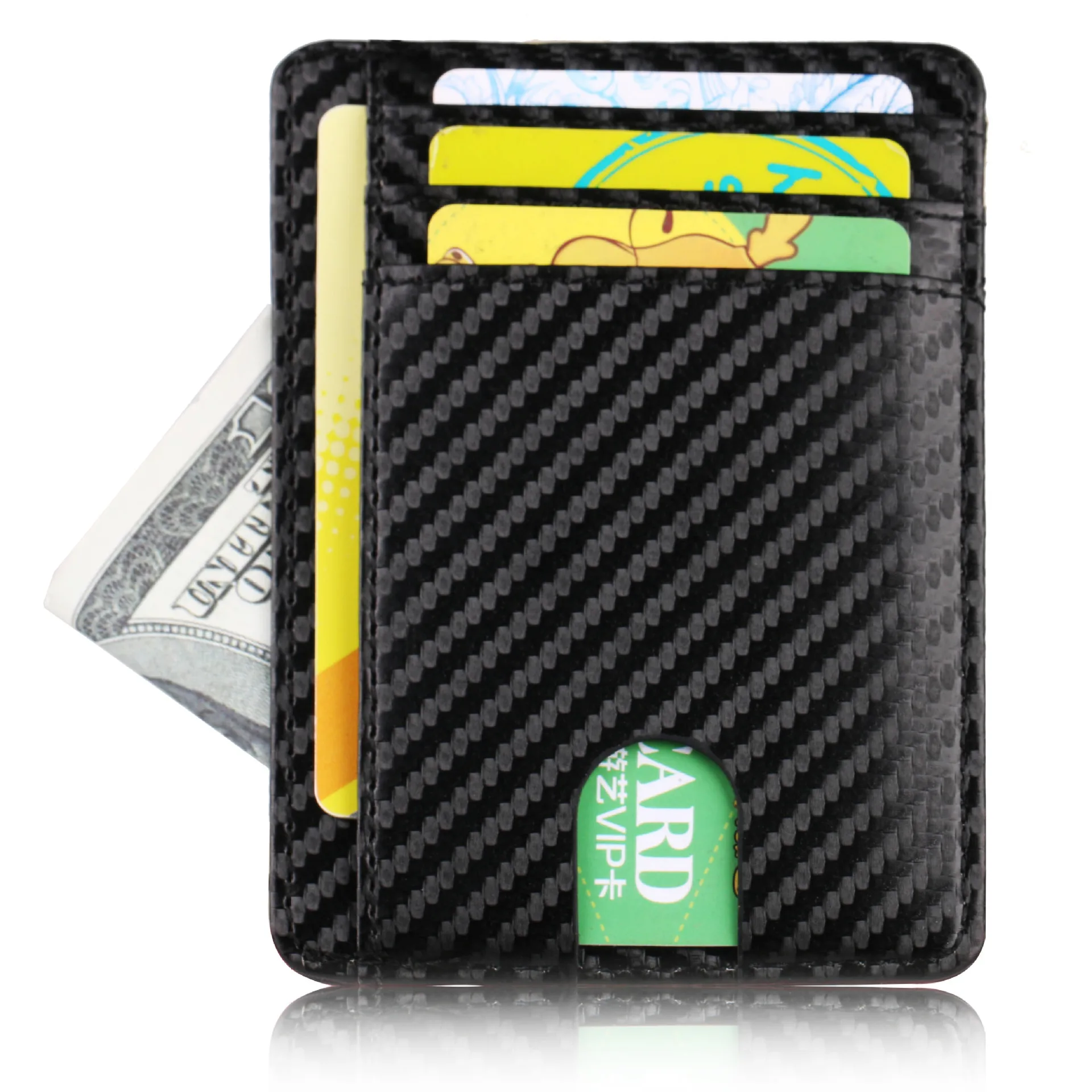 Тонкий кожаный кошелек с блокировкой RFID держатель для кредитных карт маленький