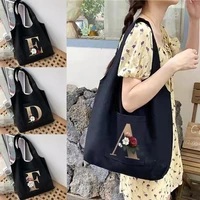womens shopping bags canvas commuter school vest bag letter vacation cotton cloth fabric grocery shopper handbags tote bag