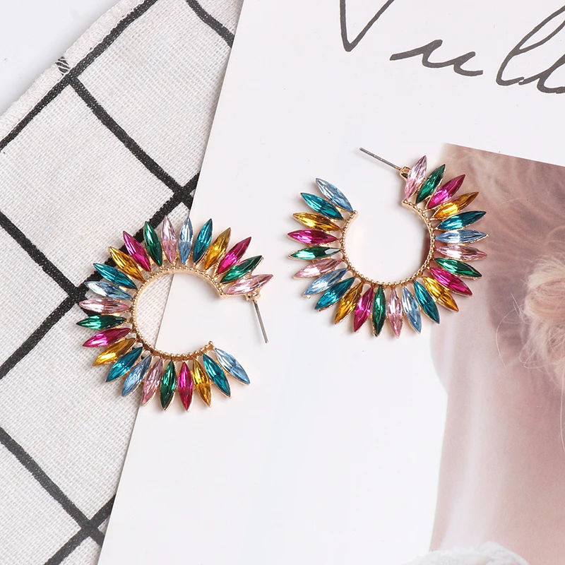 Boho серьги-кольца Многоцветный Круглый Большой богемные серьги женские модные длинные Brincos серьги ювелирные изделия Oorbellen