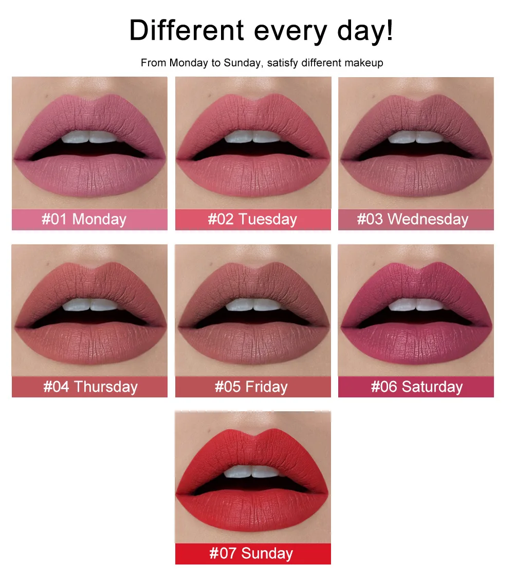 

7 lip gloss set non-stick matte lip gloss gift box liquid lipstick