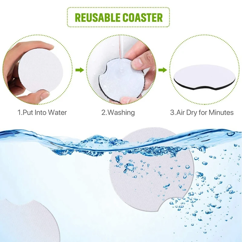 16 Pcs Blank Coasters DIY Car Cup Coaster Absorbent Drink Mat for Kitchen Living Room Office |