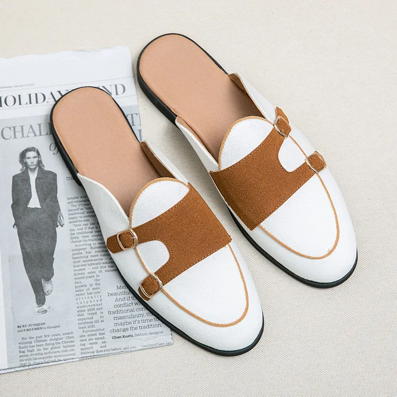 

Summer Breathable Mens House Slippers Men Shoes Loafers Baotou Rubber Men's Cork Espadrilles Muller High-quality Mules Trend
