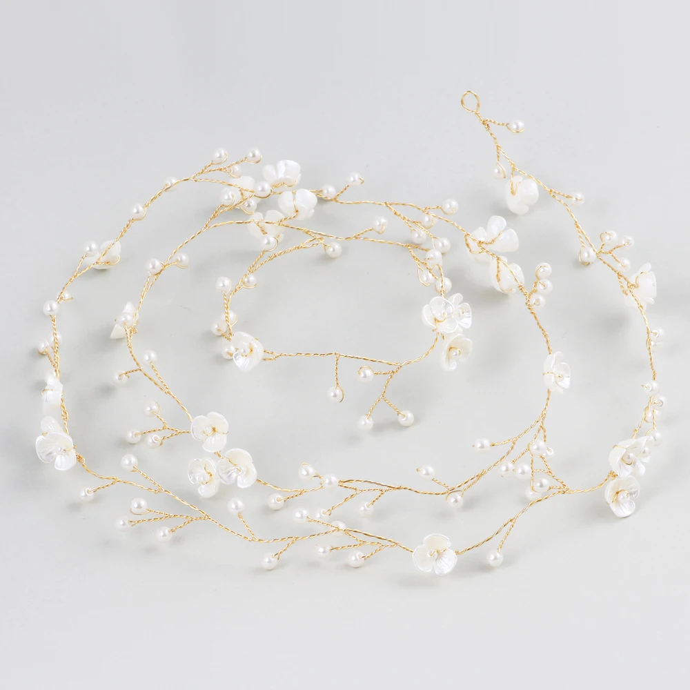 NPASON Pearl Flower Headbands For Women Bride Hair Accessories Light Gond Wedding Headband Ornament | Украшения и аксессуары