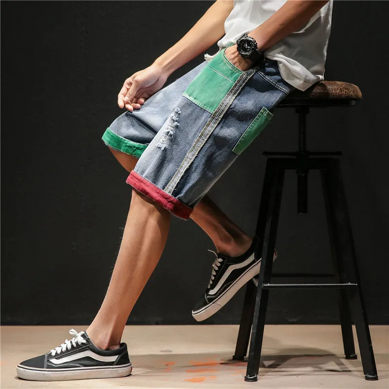 Мужские джинсовые шорты с дырками Повседневные Дышащие из хлопка брендовая