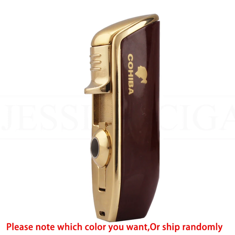 

COHIBA Mini Pocket Cigar Lighter Metal Windproof 3 Jet Blue Flame Torch Cigarette Lighters With Cigar Punch No Gift Box