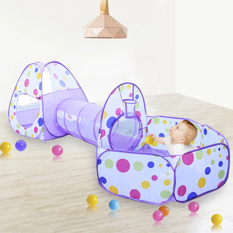3 In 1 Portable Baby Playpen for Children Indoor Kids Ocean Balls Pool Foldable Play Tent Fence Tunnel Play House Baby Play Yard