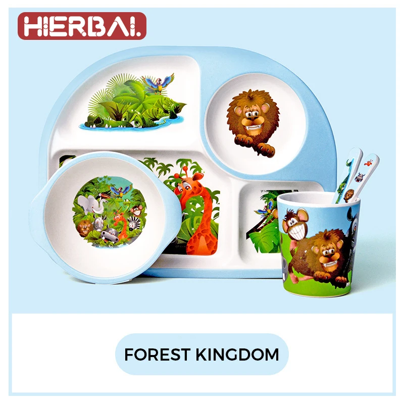Бамбуковое волокно Детская мультяшная посуда для еды обеденная тарелка