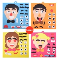 4pcs face expression emotion change game felt fabric teaching aid material preschool educational learning toy