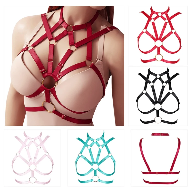 

Fashion Punk Women's Corp Top Sexy Chest Cage Belt Bondage Body Harness Suspenders Straps Cupless Bra Lingerie Corset Goth Rave