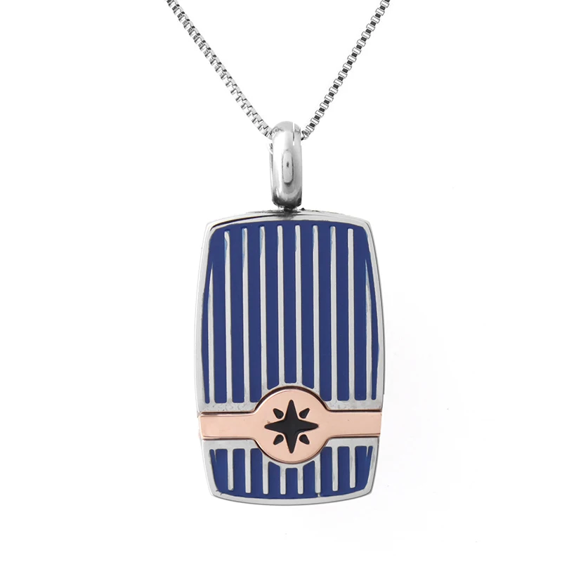 Модная мужская эмалированная бирка Runda из нержавеющей стали с синей эмалью