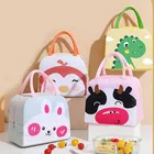 Сумка для обеда с милыми динозаврами, животными, водонепроницаемая, портативная, на молнии, термическая, сумка-холодильник из ткани Оксфорд, удобная, сумка для еды, барбекю