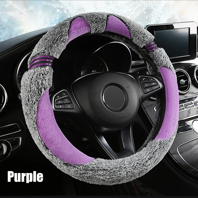 

For Fiat Car steering wheel cover Soft Comfortable Cute plush keep warm in winter Non-Slip wear-resistant Car accessories