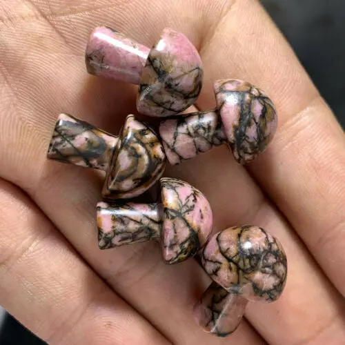 

5pc Natural quartz Rhodonite mushroom crystal hand-polished reiki healing