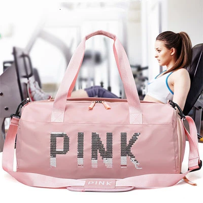 A style Silver pink Новые женские дорожные сумки, органайзер, розовая Женская спортивная сумка для фитнеса, нейлоновая Мужская спортивная сумка, водонепроницаемая сумка на плечо, сумки для багажа - Цвет: A style Silver pink