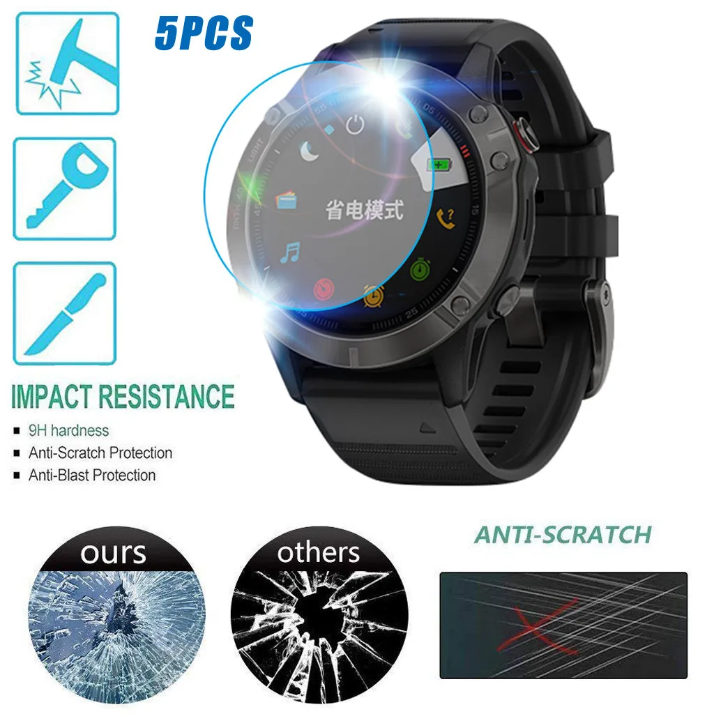 Ouhaobin 5 шт. для смарт-часов GARMIN FENIX 6 Pro защита экрана из закаленного стекла