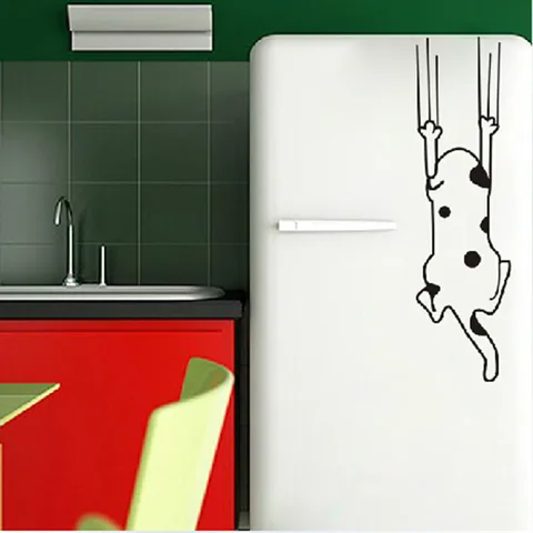 Забавный мультяшный Кот наклейки на холодильник, съемная стеклянная мебель, домашний декор, виниловая наклейка, Прямая поставка