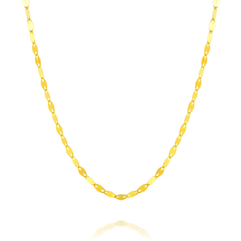 

MADALENA SARARA AU750 Pure 18k Yellow Tile Chain Style Gold Fish Lip Chain Necklace 16"18"20"