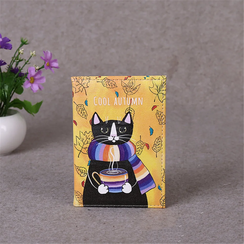

Women Case Men Holder Wallet Passport Card Credit Travel Cat Animal