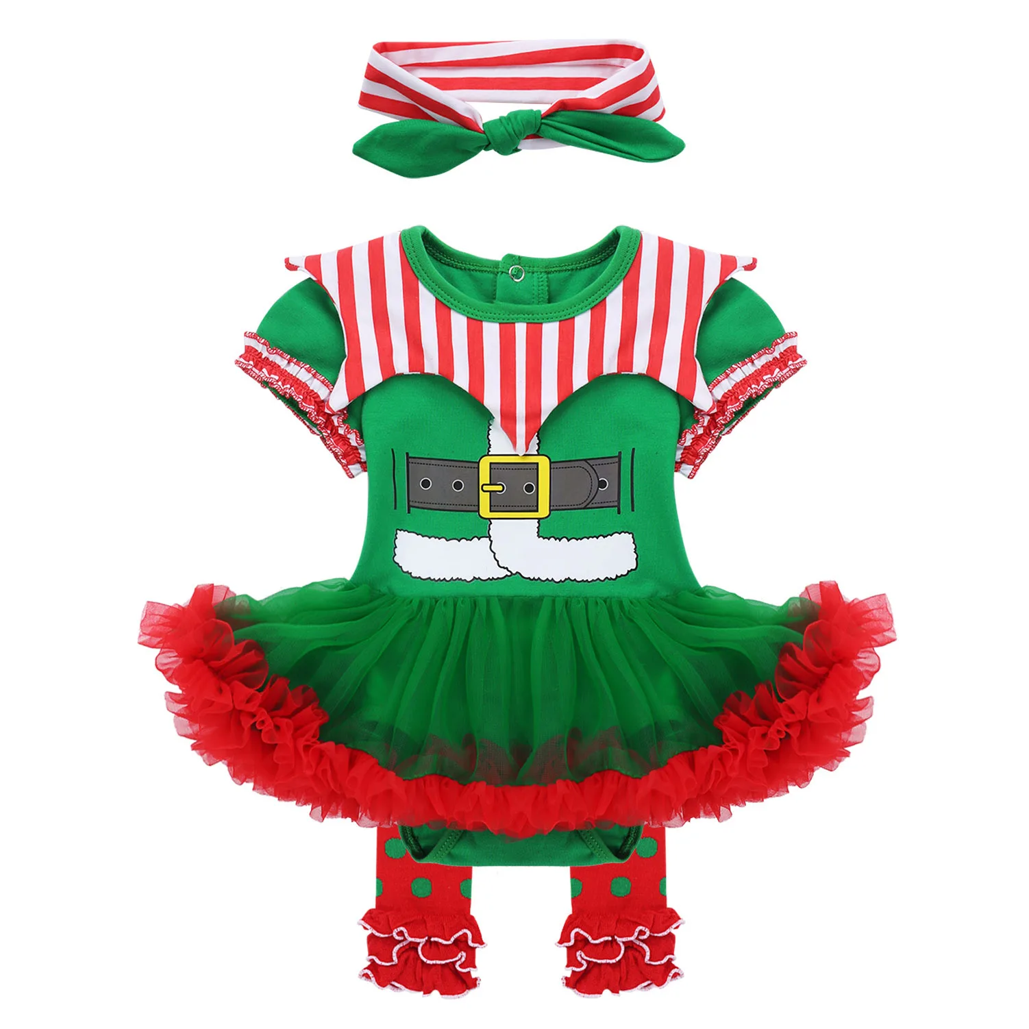Рождественский костюм для новорожденных и маленьких девочек комбинезон с
