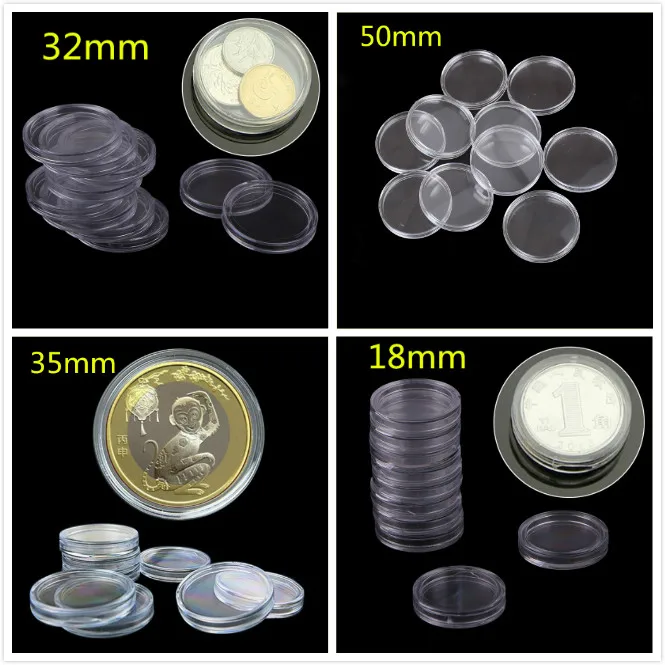 

10Pcs Clear Coin Box 18-35mm Coin Holder Plastic Storage Cases Collectibles Gifts