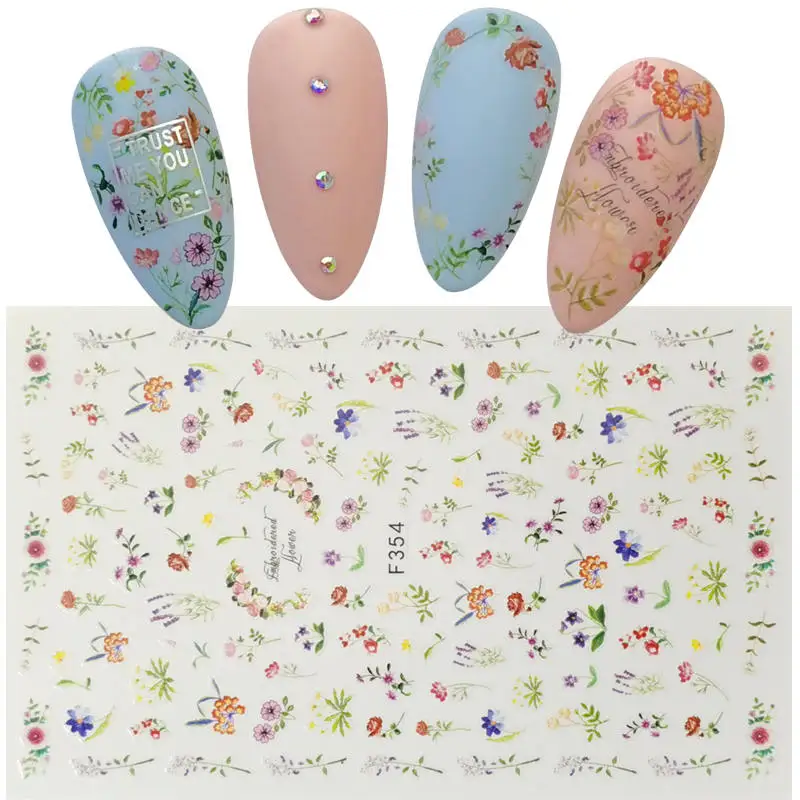 Flower Adhesive 3D Nail Sticker Foil for Nails Art Decoration Lemon Butterfly Fawn Designs Decals Manicure Supplies Tool - купить по
